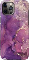 Apple iPhone 12 Pro Max - Hard Case - Deluxe - Fully Printed - Marmer Roze