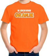 Oranje fan t-shirt voor kinderen - ik juich voor oranje - Holland / Nederland supporter - EK/ WK shirt / outfit 122/128