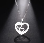 Damesketting | Ketting | Zilver kleurig | Hart | 45 cm | Cadeau | Kado | Sinterklaas | Kerst