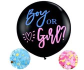 Akyol - Babyshower Gender Reveal Ballon - Boy or Girl - Geslachtsbekendmaking - Papieren Confetti - Roze of blauw - Tot 90 CM - Akyol -