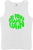 Witte Tanktop met " No Pain No gain “ print Groen size XXXL