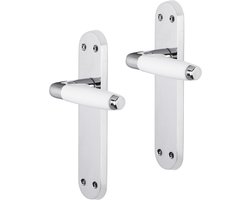 Impresso Durban Deurbeslag - Voor binnen - Ovaal deurschild met schroeven - Chroom - Wit