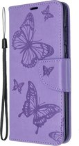 Samsung Galaxy S20 Hoesje - Mobigear - Butterfly Serie - Kunstlederen Bookcase - Paars - Hoesje Geschikt Voor Samsung Galaxy S20