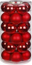 60x stuks glazen kerstballen rood 6 cm glans en mat - Kerstboomversiering/kerstversiering
