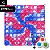 Pop It XL Groot – 20x20 cm - Met Simple Dimple Fidget Spinner – Pop It Fidget Toy – Fidget Toys - Fidget Speelgoed - Rood/Blauw