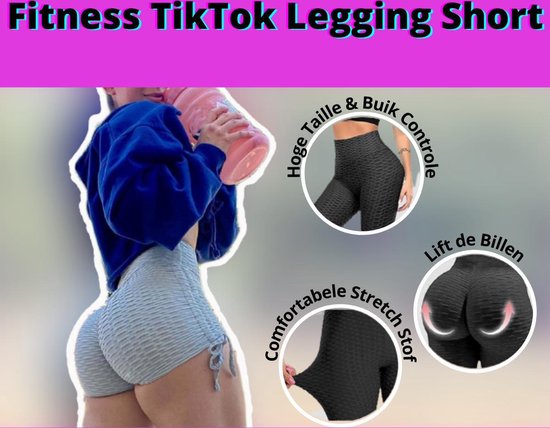 Bodyboil TikTok Legging Shorts - Anti Cellulite - Korte Sportlegging Dames - Squat Proof Legging - Yoga Pants - TikTok Kleding - Comfortabel - Honingraat Patroon - Perfect voor de Zomer - Grijs - L - Merkloos