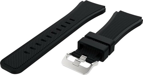 Siliconen bandje geschikt voor Samsung Galaxy Watch - 46mm - zwart - Merkloos
