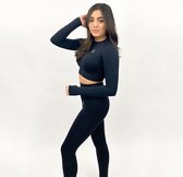 VANO WEAR Sportoutfit / fitness kleding set voor dames / fitness legging + sport top (zwart)
