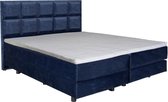 Boxspring Josh blauw 140x200 compleet inclusief topdekmatras