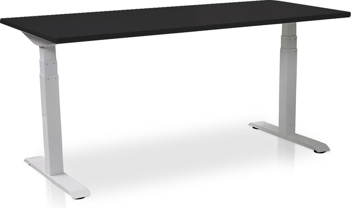 Multi Ratio Zit-sta bureau elektrisch verstelbaar - MRC PRO NEN-EN 527 | 180 x 80 cm | frame wit - blad zwart eiken | memory functie met USB | 150kg draagvermogen Wit frame
