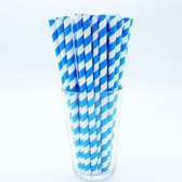 Doodadeals® Papieren Rietjes - Blauw & Wit - 25 stuks - 20 cm - Kartonnen Rietjes - Paper Straws