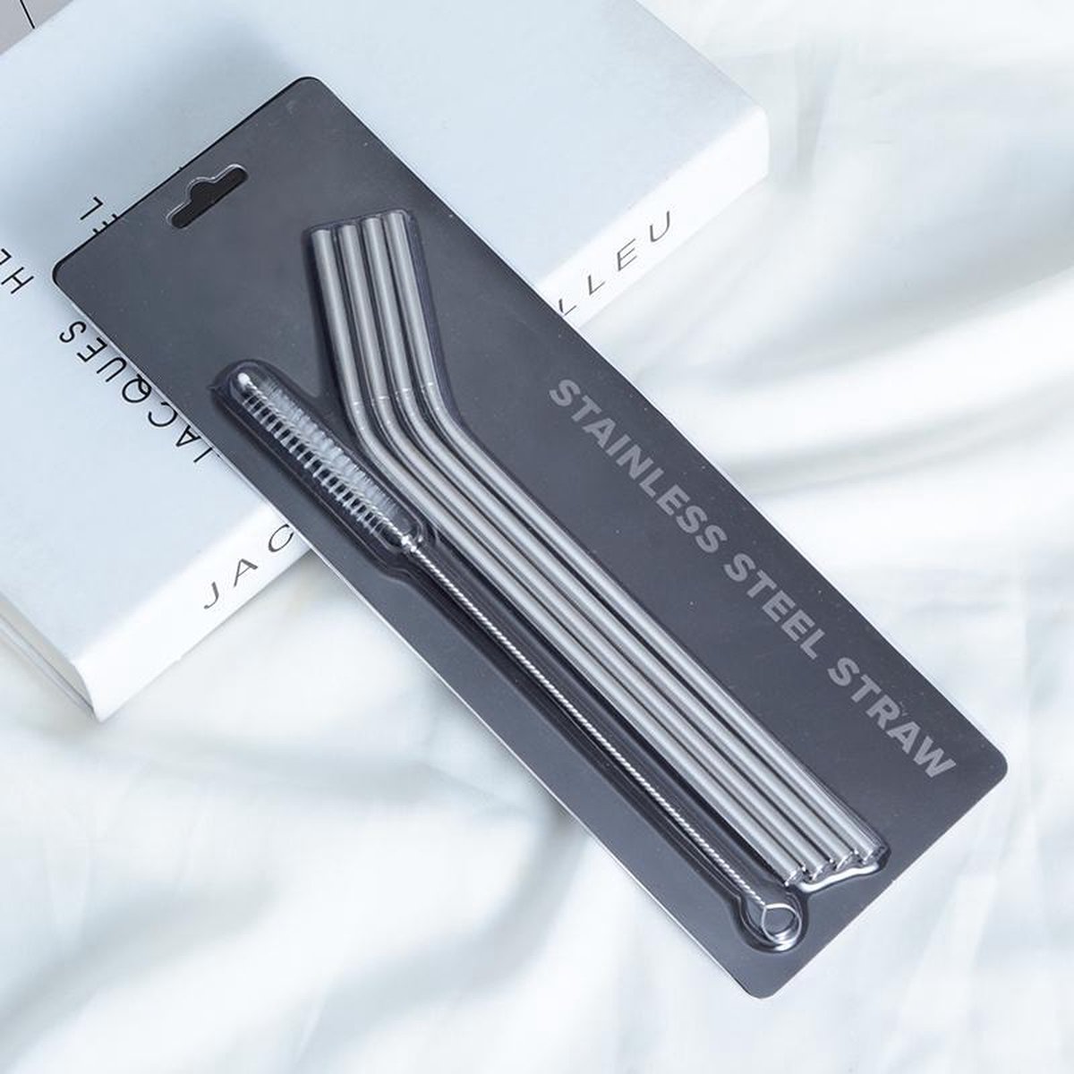ForeverKitchen herbruikbare RVS/Stalen Drink Rietjes Krom - Set: 4-stuks - met schoonmaakborstels - Ideaal voor Cocktails en Smoothies - metalen ijzeren rietjes — cadeau in Kookcadeaus - foto 6