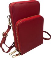 THL Design - Mini Telefoontas - Kleine Schoudertas - Telefoontasje Dames Crossbody - 2 Vakken - Rood