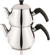 Originele Turkse Theepot - RVS - Caydanlik - 2,5 liter - MEDIUM (Aile)