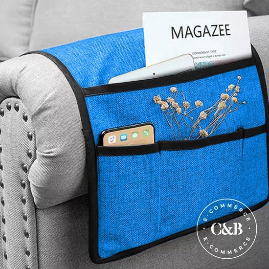 Bank Organizer Antislip Canvas - Stoel Caddie Met 5 Zakken, Armleuning Organizer Voor Afstandsbedieningen En Spullen