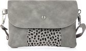 Yoonz - Crossbody Tas - Clutch - Ritssluiting - Verstelbaar En Afneembaar Hengsel - Afneembaar Polsbandje - Cheetah Print - Grijs