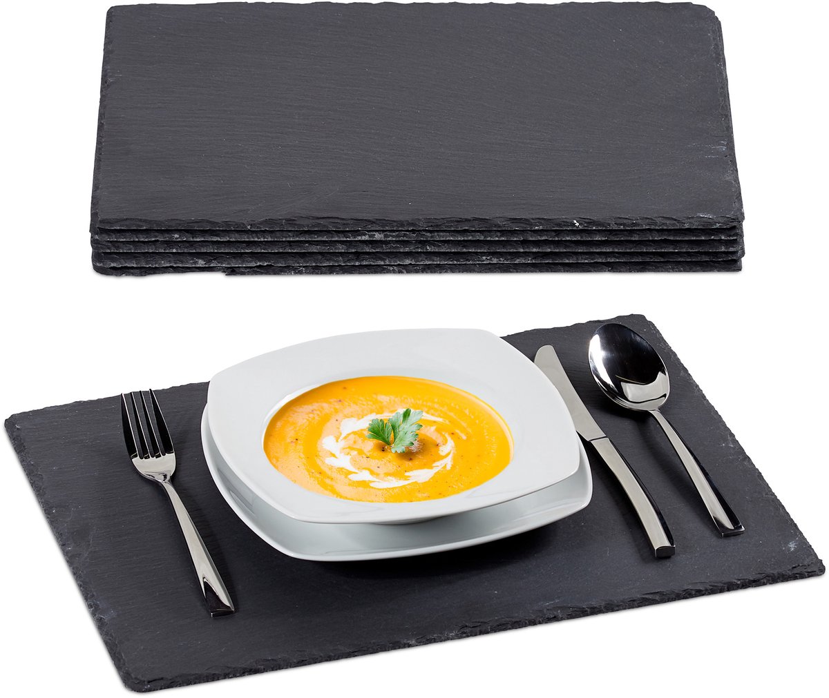 serveerplank leisteen - set van 6 - groot - 30 x 40 cm - om te beschrijven - onderzetter