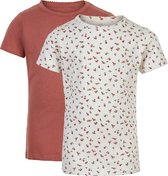 Minymo T-shirt Basic Meisjes Katoen Beige/roze 2 Stuks Maat 140