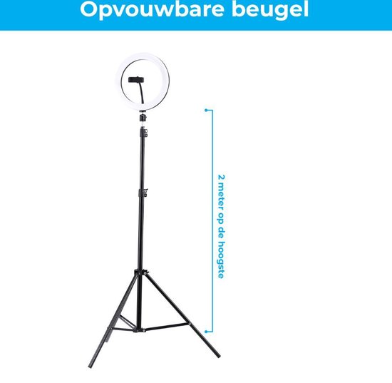 Evershop 10 Inch Overhead Ringlicht met Statief, Flexibel LED-Licht met Afstandsbediening Flitsen voor Mobiele Telefoon, TikTok YouTube Content Creator