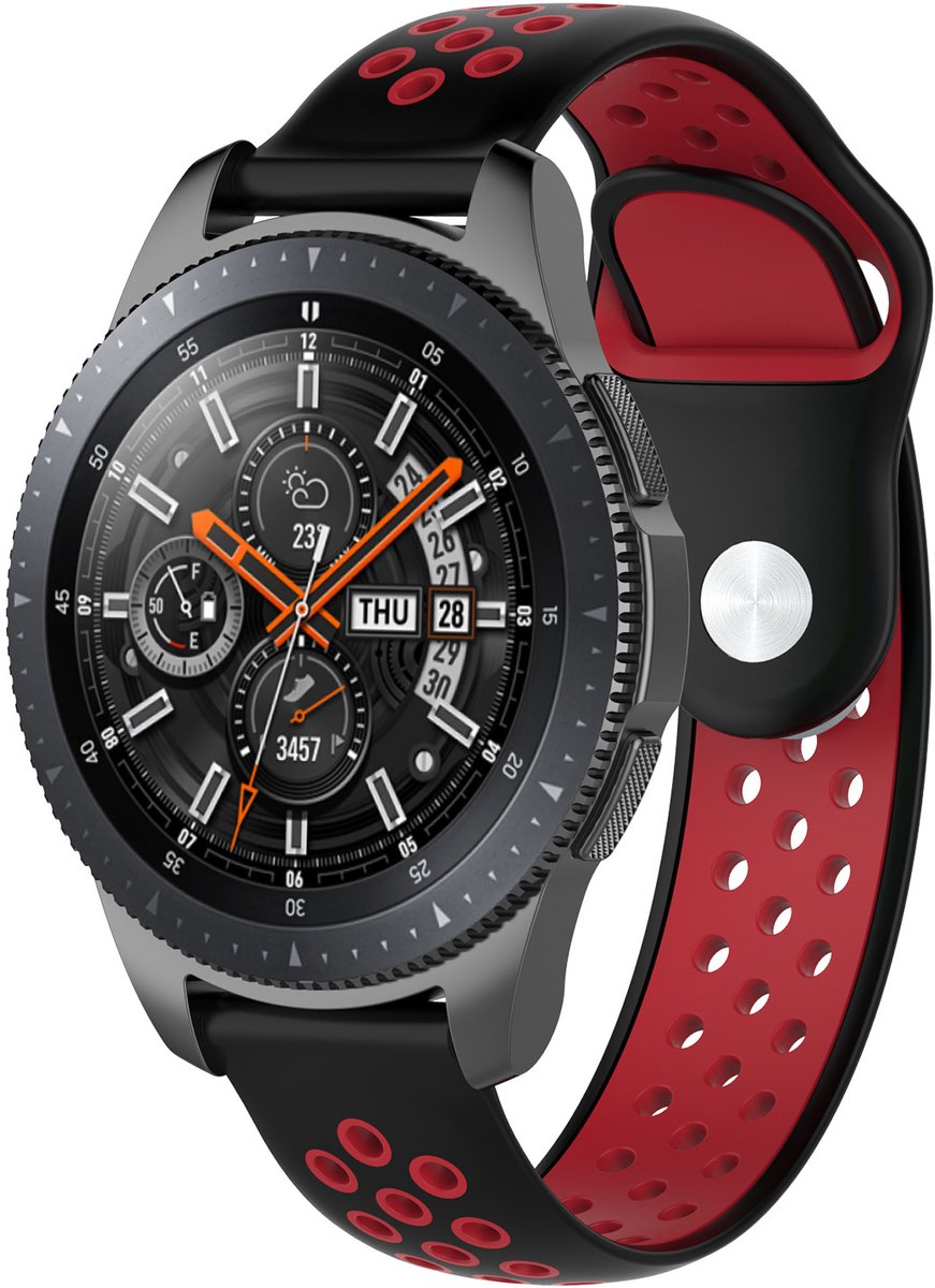 123watches dubbel sport band - zwart rood - - Geschikt voor Polar Ignite / Ignite 2 / Ignite 3 / Pacer / Unite / Overige smartwatches met 20mm bandje
