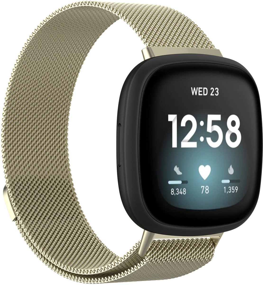 123watches milanese band - champagne - ML - Geschikt voor Fitbit Versa 3 & 4 / Sense