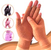 Kangka Therapeutische Reuma Artritis Handschoenen met Antislip - Bruin - maat L