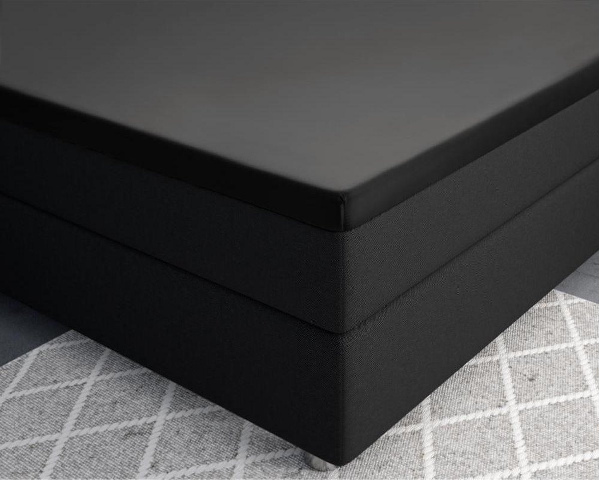 Primaviera Deluxe Satijnen - Topper Hoeslaken - 140 x 200 - Zwart