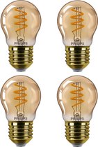4 stuks Philips led kogellamp E27 3.5W 2000K Goud Dimbaar