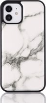 Mobigear Hoesje geschikt voor Apple iPhone 12 Pro Max MagSafe Telefoonhoesje Gehard Glas | Mobigear Marble Glass Backcover | Geschikt voor MagSafe | Geschikt voor Draadloos Opladen met Magnetische Ring | MagSafe Case - Wit