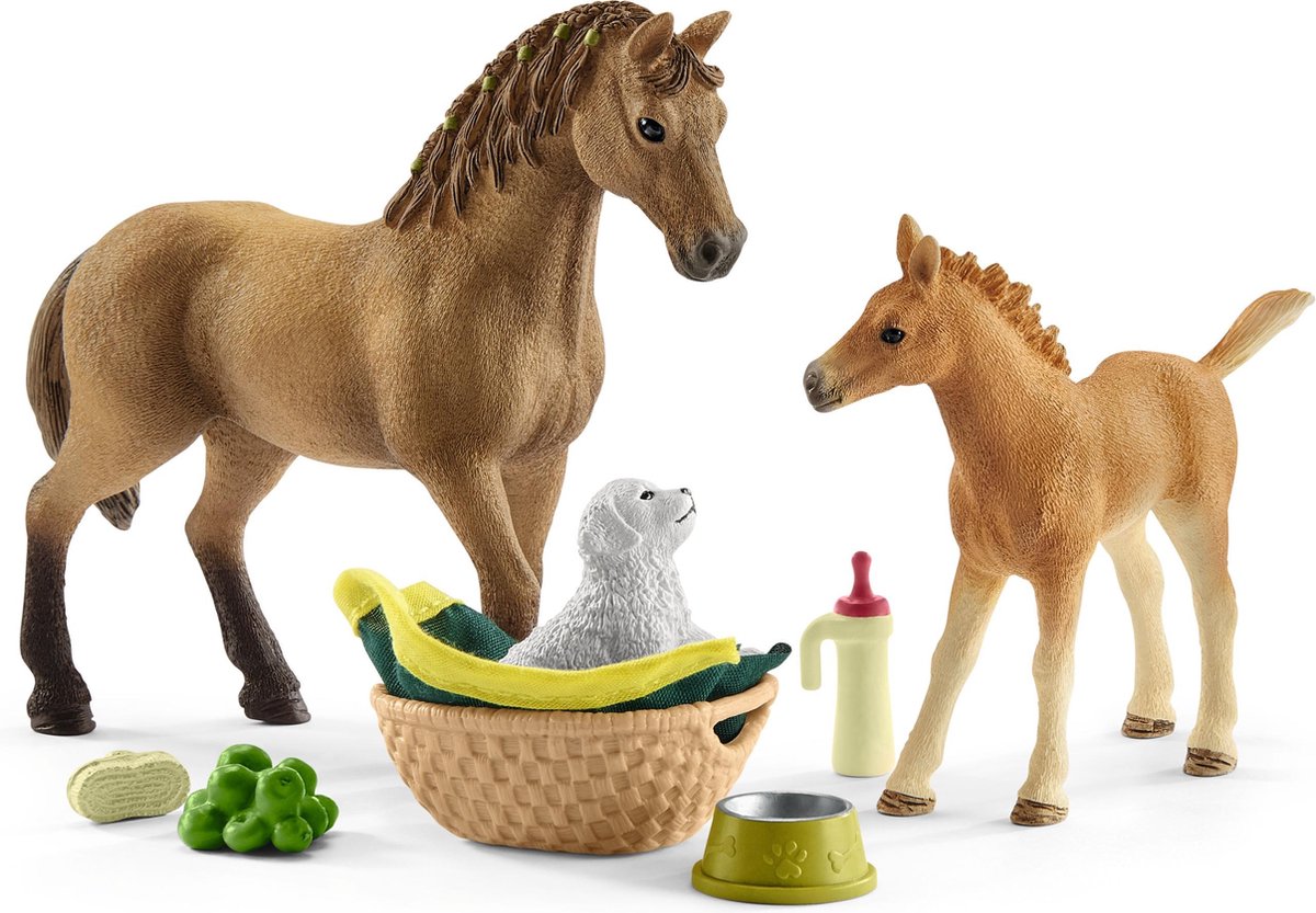 schleich HORSE CLUB Speelfigurenset - Sarah Zorgt voor de Jonge Dieren - Kinderspeelgoed voor Jongens en Meisjes - 5 tot 12 jaar - 9 Onderdelen - 42432 — afbeelding 2