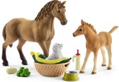Schleich Horse Club - Sarah Zorgt voor de Jonge Dieren - Speelfigurenset -  Kinderspeelgoed voor Jongens en Meisjes - 5 tot 12 jaar - 9 Onderdelen