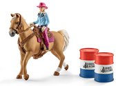 Schleich Farm World - Barrel racing met cowgirl - Speelfigurenset Kinderspeelgoed voor Jongens en Meisjes - 3 tot 8 jaar - 5 Onderdelen