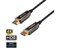 Qnected Actieve Optische HDMI 2.0b kabel - 30 meter - 4K@60Hz HDR - Gecertificeerd - High Speed with Ethernet - 18 Gbps - PS4 - Xbox One X & S - PC - Laptop - Beamer - Monitor