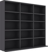 boekenkast - grijs - cd - boeken- kast - dvd - games - schappen - meubel - woonkamer - industrieel - modern - slaapkamer - L&B Luxurys