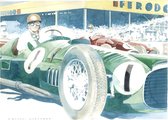 Giovanni Casander - Schilderij met lijst - Juan Manual Fangio BRM V16 Goodwood - oldtimer - klassieke auto