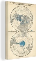 Canvas Wereldkaart - 20x30 - Wanddecoratie Gletsjers op vintage wereldkaart
