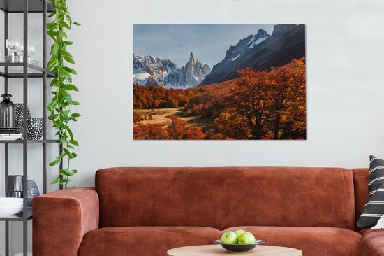 Le beau paysage du Cerro Chaltén à l'automne Toile 140x90 cm - Tirage photo sur toile (Décoration murale salon / chambre)