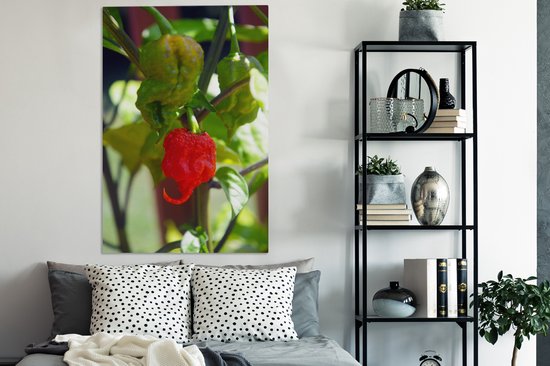 Deux poivrons sur une toile plant 2cm 90x140 cm - Tirage photo sur toile (Décoration murale salon / chambre)