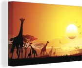 Une illustration du paysage africain avec des girafes sur toile 30x20 cm - petit - Tirage photo sur toile (Décoration murale salon / chambre)