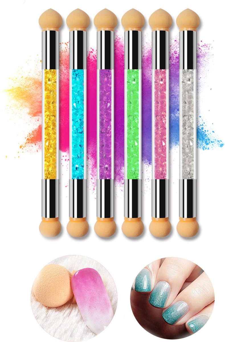 Goedkoopste GUAPÀ - Nail Art Spons Stempel Penseel voor het maken van Babyboom en Holografisch effecten op je nagels - 6 stuks