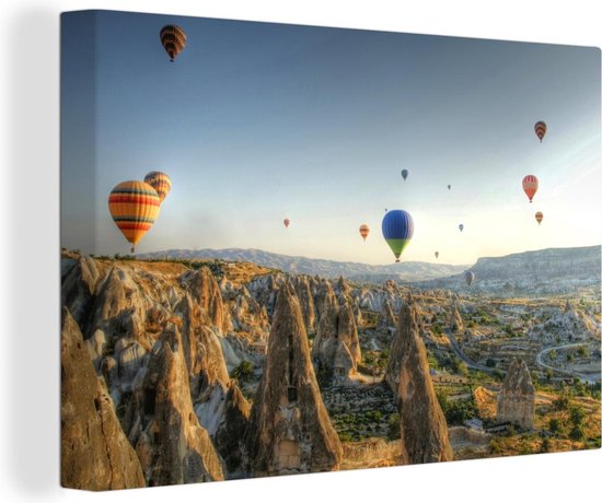 Canvas Schilderij Luchtballon - Cappadocië - Turkije - 30x20 cm - Wanddecoratie