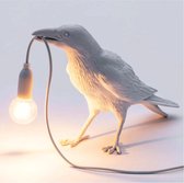 Jawes- Vogel lamp- Wit- Kraai- Raaf- Vogellamp- Bureaulamp- Tafellamp