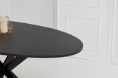 Ovale eiken voordeeltafel - Zwart 2 cm - Matrix poot ultra dun - eiken tafel 240 x 100 cm