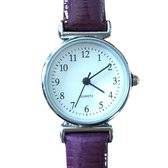 Charme Bijoux Horloge - Zilverkleurig (kleur kast) - Paars bandje - 26 mm