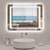 Badkamerspiegel 100x60cm LED spiegel met verlichting,wandspiegel,dubbele touch schakelaar,anti-condens,koud wit