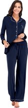 Made Wright London Bamboe Pyjama set | kleur Night Blue | maat XXL-46