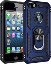 Apple iPhone 6/6S Plus Stevige Magnetische Anti shock ring back cover case- schokbestendig-TPU met stand- Blauw + gratis screenprotector
