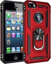 Stevige Magnetische Anti shock ring Geschikt voor Apple iPhone 6/6S Plus back cover case- schokbestendig-TPU met stand- Rood + gratis screenprotector