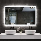 LED rechthoekige badkamerspiegel 100x60cm,4mm randloze rondom licht banen wandspiegel,enkele touch sensor schakelaar,koud wit,anti-condens