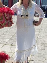 Ibiza dress - Kante jurk - White Gold - Franjes - Wit Kant -L/XL